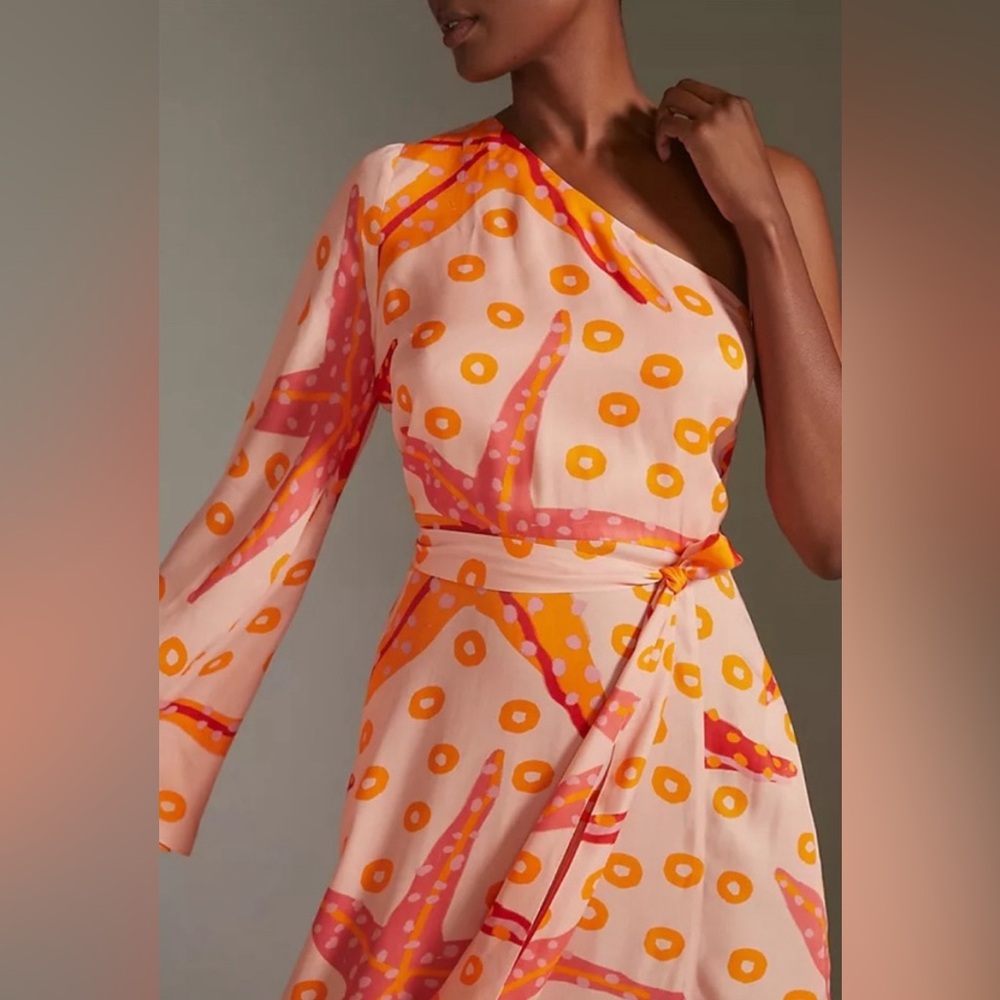 Farm Rio Anthro One Shoulder Starfish Maxi Dress